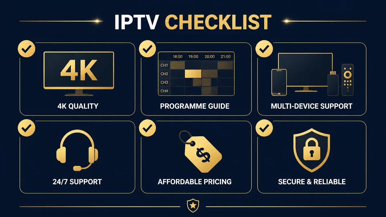 IPTV UK features comparison including EPG device support and streaming quality