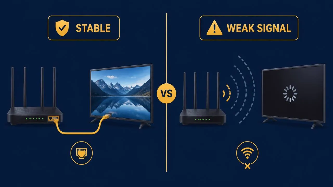 Wi-Fi and Ethernet connections for IPTV streaming